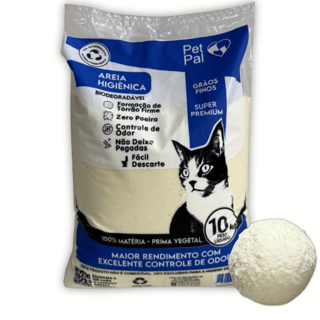 Areia Higiênica Biodegradável Para Gato PetPal Grãos-Finos 10kg 14kg e 18kg