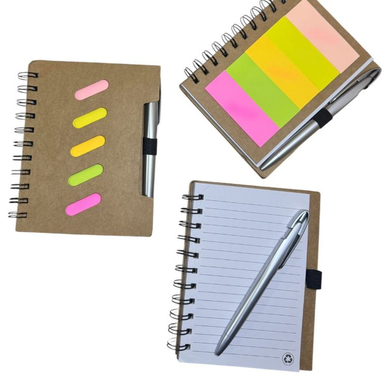 Caderno Caderneta Bloco de Anotação Com Bloquinho Auto Adesivo Lembrete Com Caneta Esferográfica