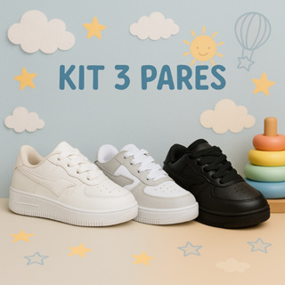 Kit 3 Pares de Tênis Infantil | Conforto e Qualidade para o Uso Diário das Crianças em Oferta na Shopee