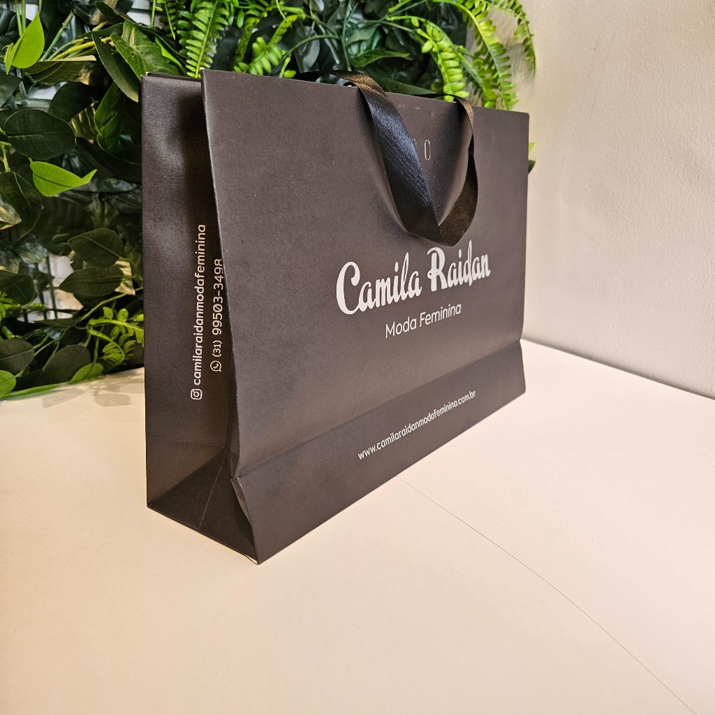 Sacola de Papel Offset 180g Personalizada 42X28X12 100/50 unidades em Oferta na Shopee