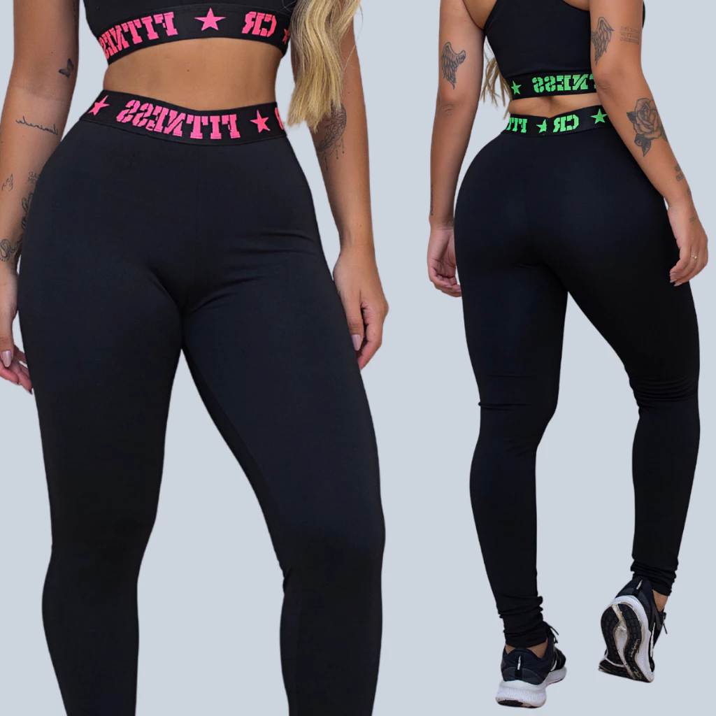 Kit 2 Legging Elástico Exposto Academia — imagem 1