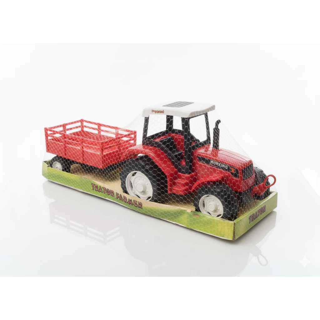 Trator Caminhão De Brinquedo Infantil Com Carroça Brincar Areia de 57 Cm