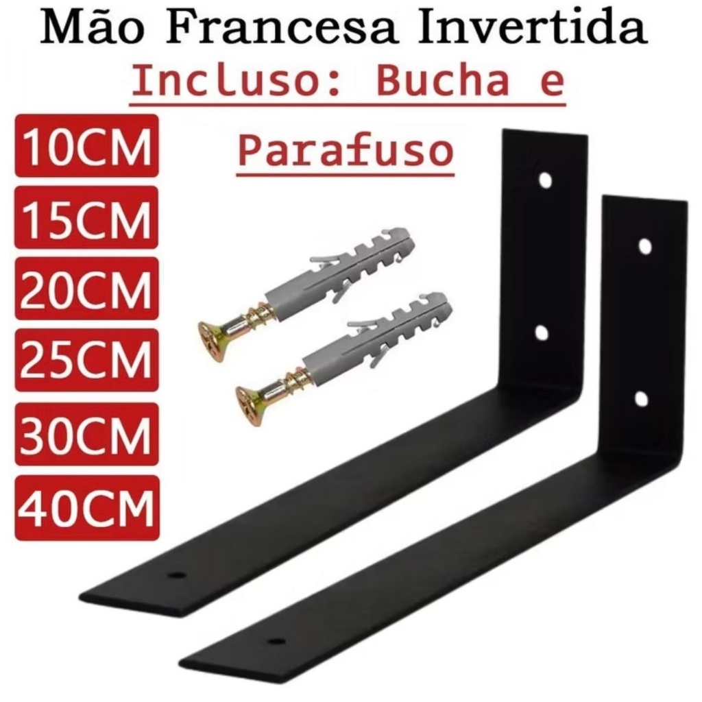 Kit Mão Francesa Suporte Invertido Cantoneira de Ferro para Prateleira em Oferta na Shopee