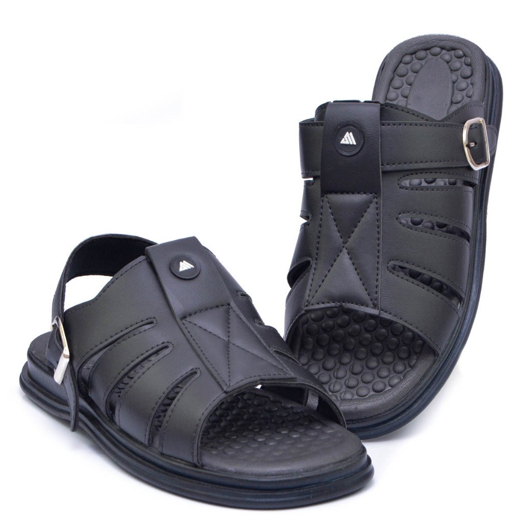 Chinela Masculina Ortopédica de Couro Ajustável com Fivela Confortável Antiderrapante Anatômica