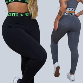 Kit 2 Legging Academia Elástico Exposto PODE ESCOLHER COR em Oferta na Shopee