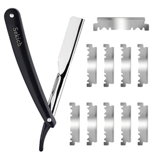 Kit Navalha Navalhete Profissional Barbeiro + Lâminas Aço Inox Acabamento Barba Sobrancelha em Oferta na Shopee