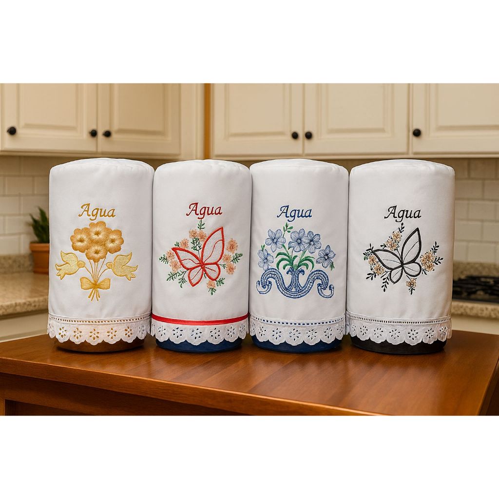 Capa de Galão de Água 20 litros Bordado com Babado Varias Cores em Oferta na Shopee