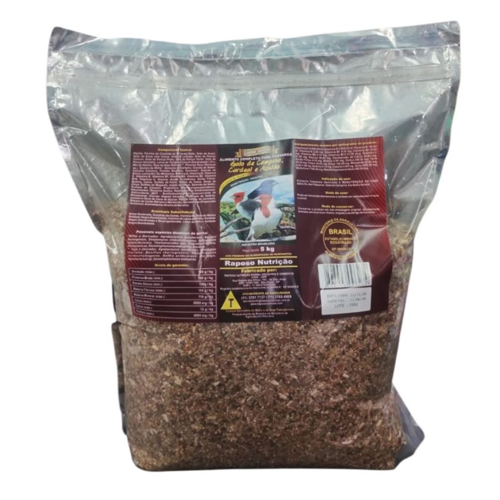 RAÇÃO PARA GALO DE CAMPINAS, CARDEAL E AZULÃO RAPOSO LINHA NOBRE em Oferta na Shopee