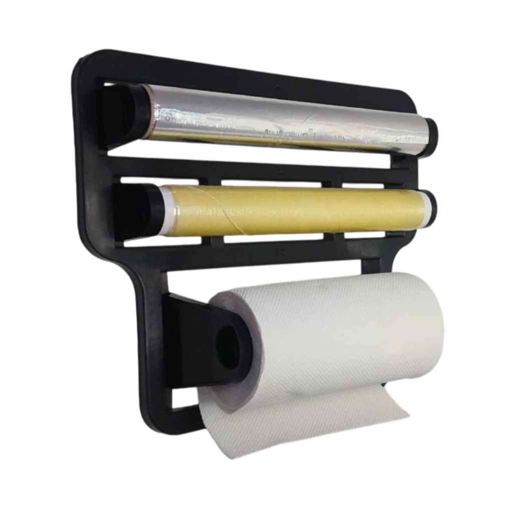 Organizador para Papel Toalha Triplo Suporte de Rolos Para Cozinha 3 em 1 Preto em Oferta na Shopee