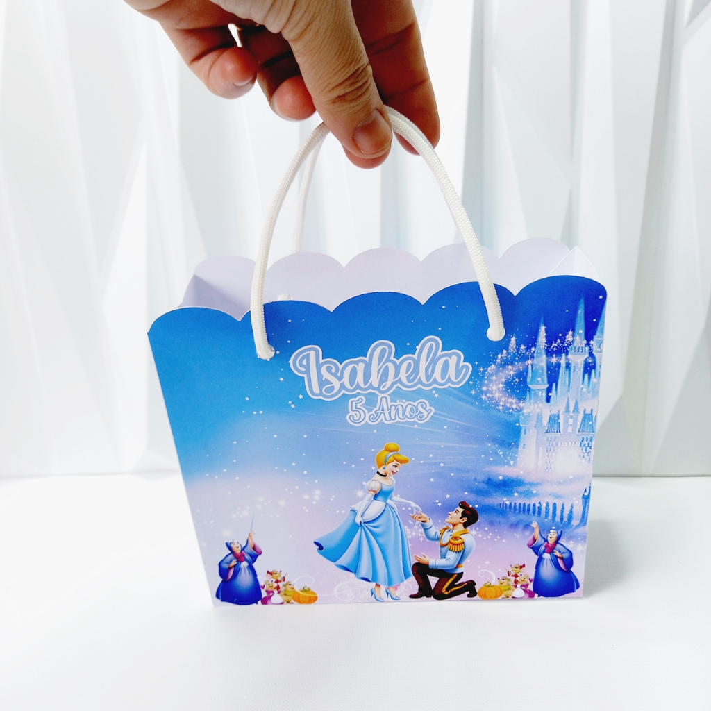 Sacolinha Cinderela Personalizada M | Lembrancinha Cinderela | Festa Infantil Cinderela