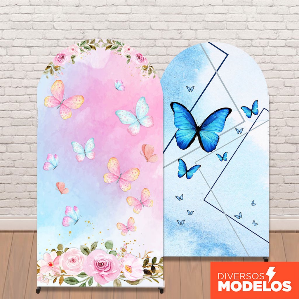 Capa Painel Romano Festa Borboleta Decoração Sublimado Em Tecido Sublimado C/Elástico Veste Fácil 2x1m em Oferta na Shopee