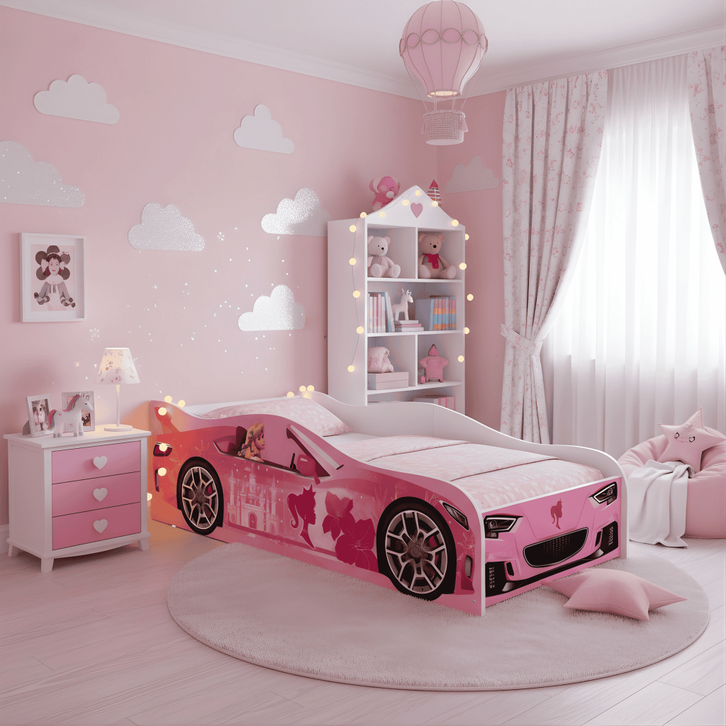 Cama Infantil Com Colchão Adesivada Princesas Rosa Montessori 100% MDF Quarto Criança