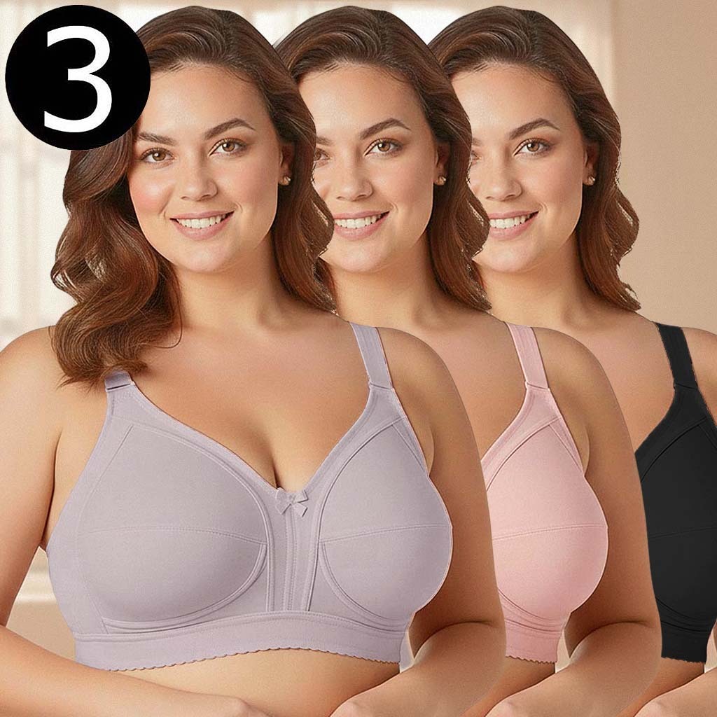 Kit 3 Sutiãs Plus Size Liso Reforçado Pala Dupla Forro Algodão Soutien Alça Larga Lingerie Regulável em Oferta na Shopee