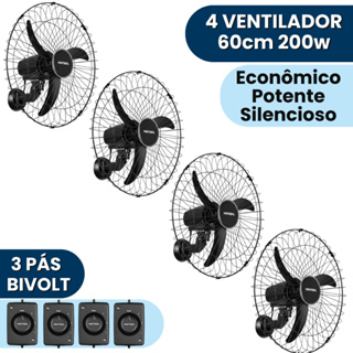 4 Ventiladores De Parede Ventisol 60cm Motor Forte 200w Oscilante Igrejas Escolas Salões em Oferta na Shopee