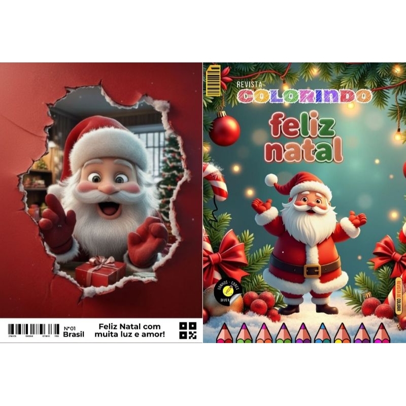 20 Revistinha de Colorir Personalizada Feliz Natal  Papai Noel Lembrancinha Aniversário Infantil