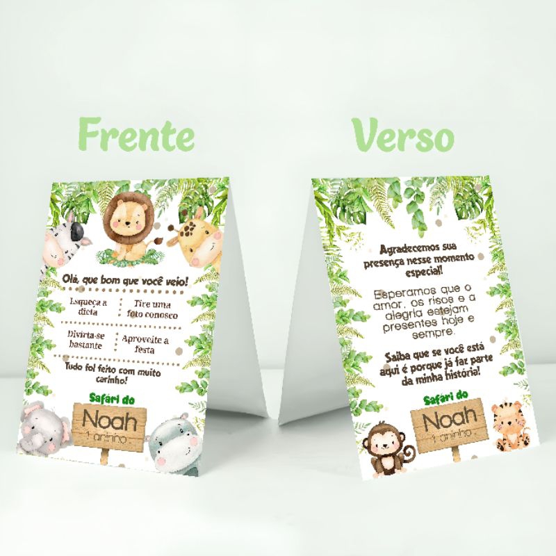 Agradecimento de mesa Safari Branco Personalizado - Centro de mesa Safari baby - Enfeite Festa Infantil _ safári
