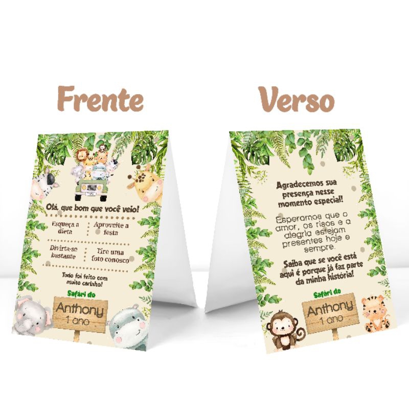 Enfeite de mesa Safari Baby Bege Personalizado - Centro de mesa Safari -  Plaquinha de agradecimento Safari