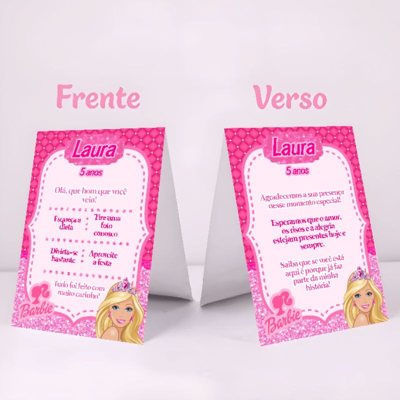 Agradecimento de Mesa Barbie Personalizado | Centro de Mesa Barbie | Enfeite de Mesa Festa | Plaquinha de agradecimento