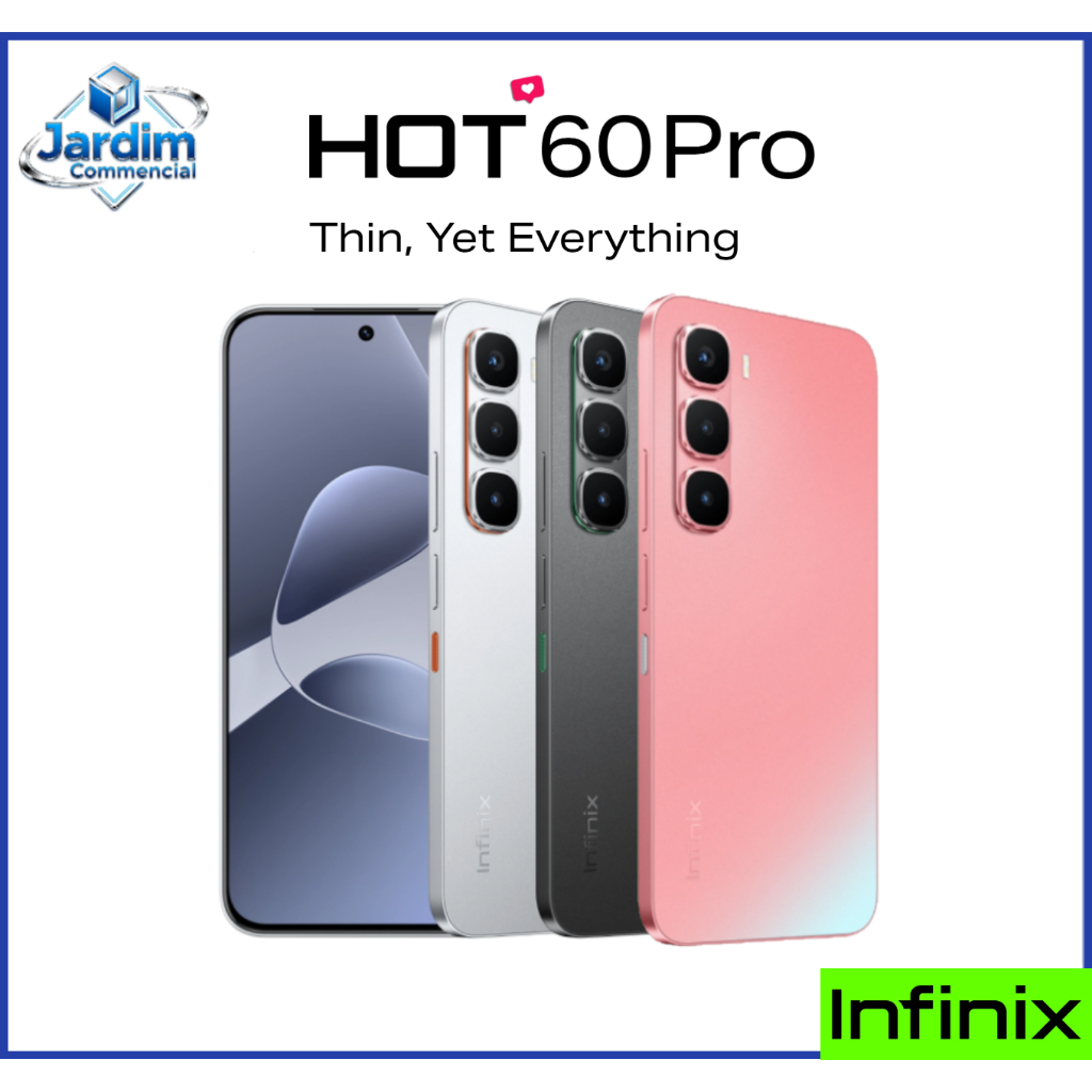 Infinix HOT 60 PRO Ultra-Slim | 4G – AMOLED 1.5K 144Hz | 256GB + 8–16GB RAM | Helio G200 | 5160mAh | NFC | IP64