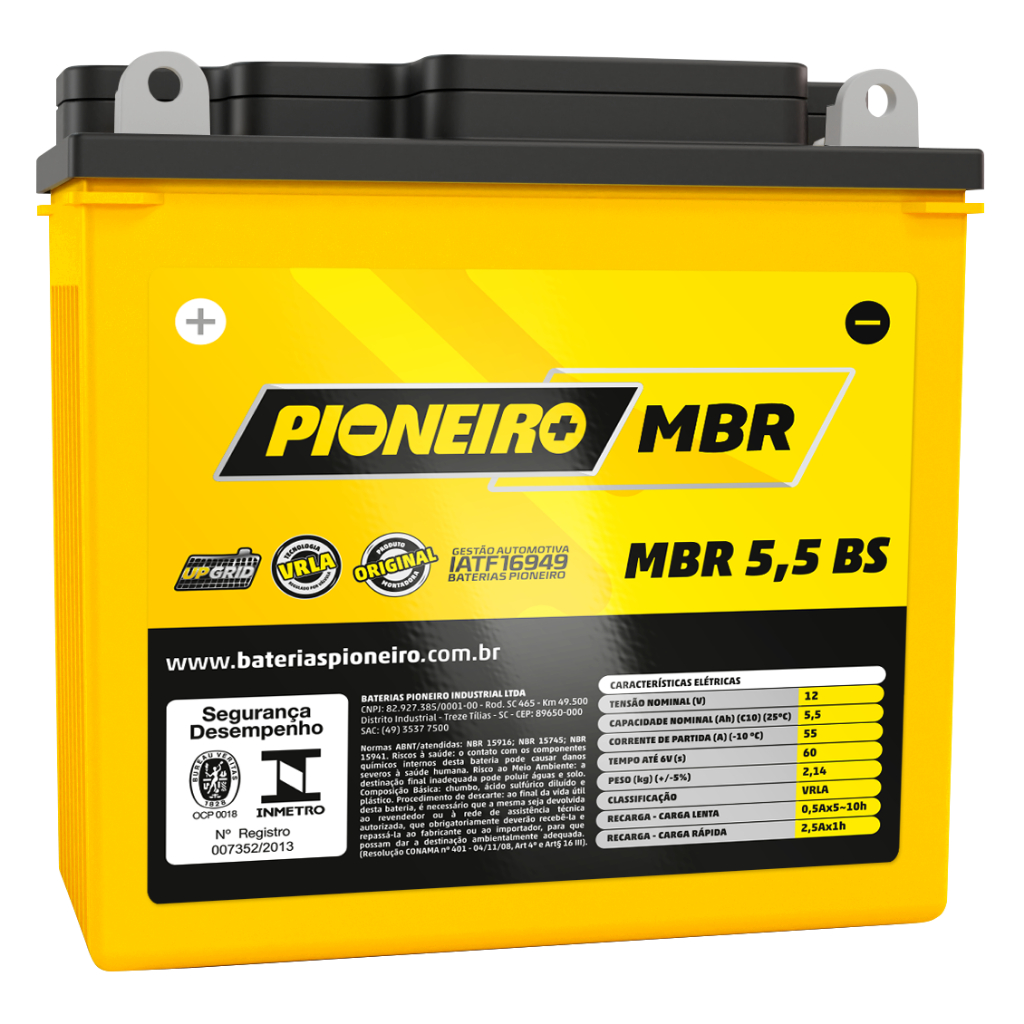 Bateria Moto Pioneiro Rd/z 135 Mbr 5,5 Bs 12v 5,5ah