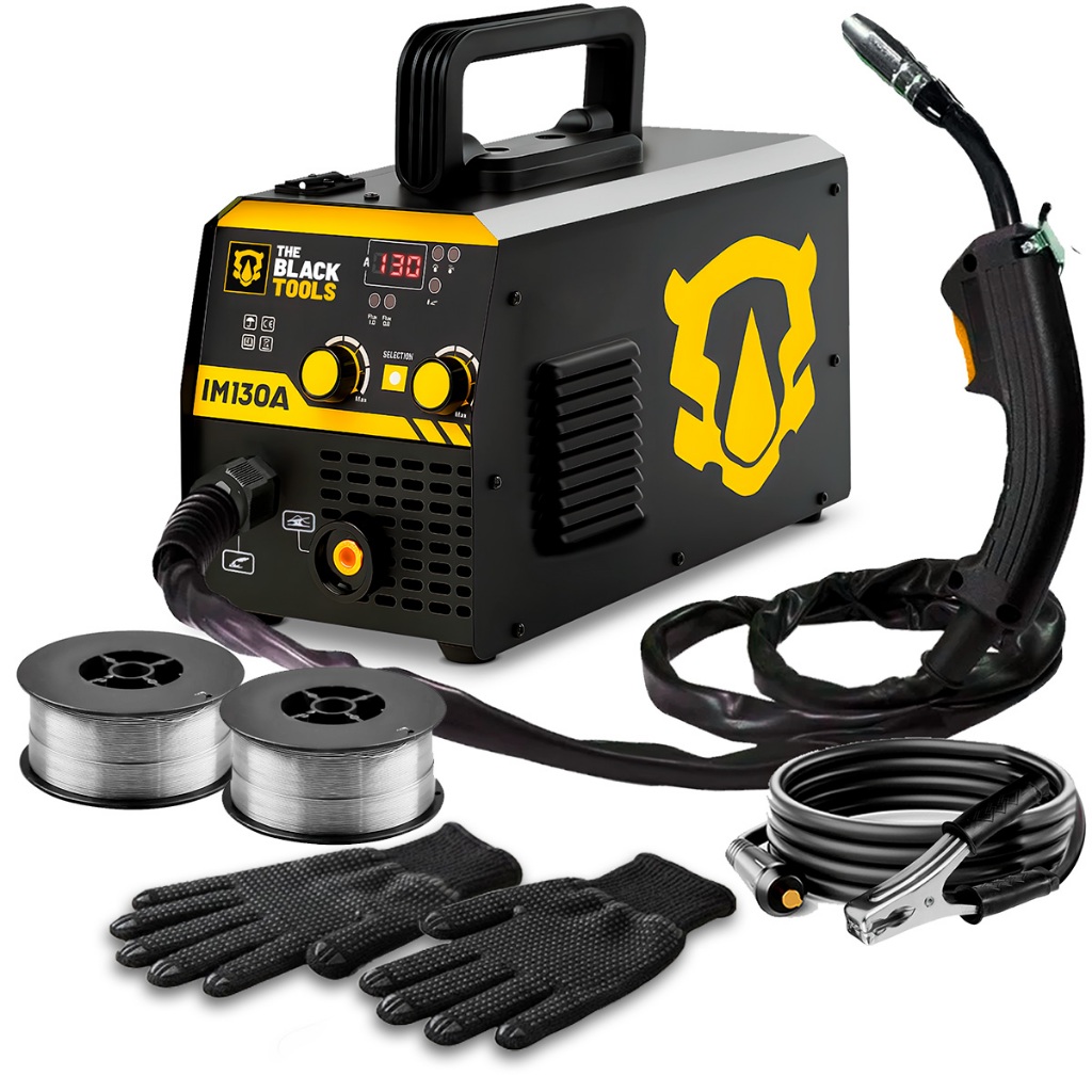 Máquina Inversora Solda 130a Mig Tocha Sem Gás C/ 2 Arames De 1kg Preto 220v + Acessórios em Oferta na Shopee