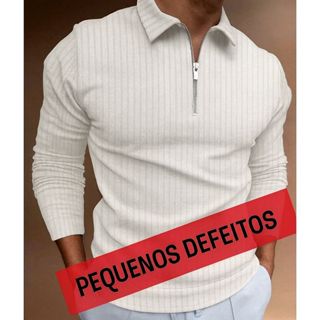 Camisa POLO casual listrada manga LONGA PEQUENOS DEFEITOS em Oferta na Shopee