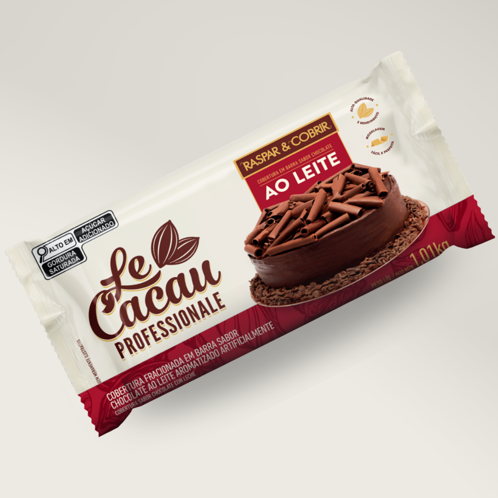 Barra de Chocolate Ao Leite Le Cacau 1,01Kg Cobertura Para Doces Bolos Bombons Tortas Raspar Cobrir