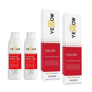 Kit 2 Tintas Diversas Cores Yellow Color + 2 Ox 20vol em Oferta na Shopee
