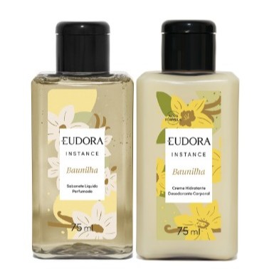 Eudora Combo Instance Baunilha Mini: Sabonete Líquido 75ml + Loção Hidratante Desodorante Corporal Baunilha 75ml