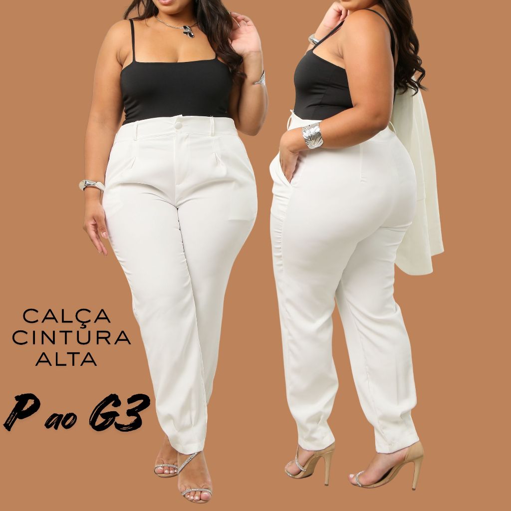 Calça Cenoura Elite Alfaiataria Feminina com Acabamento Premium, Plus Size Incluso | P ao G3