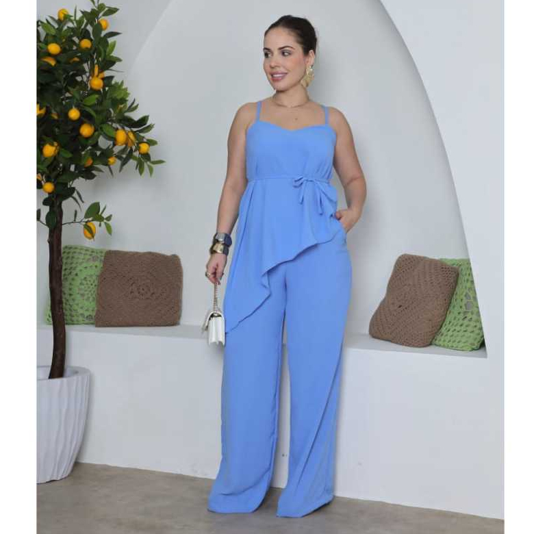 Conjunto Calça Pantalona com Forro e Blusa com Alça de Regulagem e Bojo GG G1 Moda Casual Elegancia em Oferta na Shopee