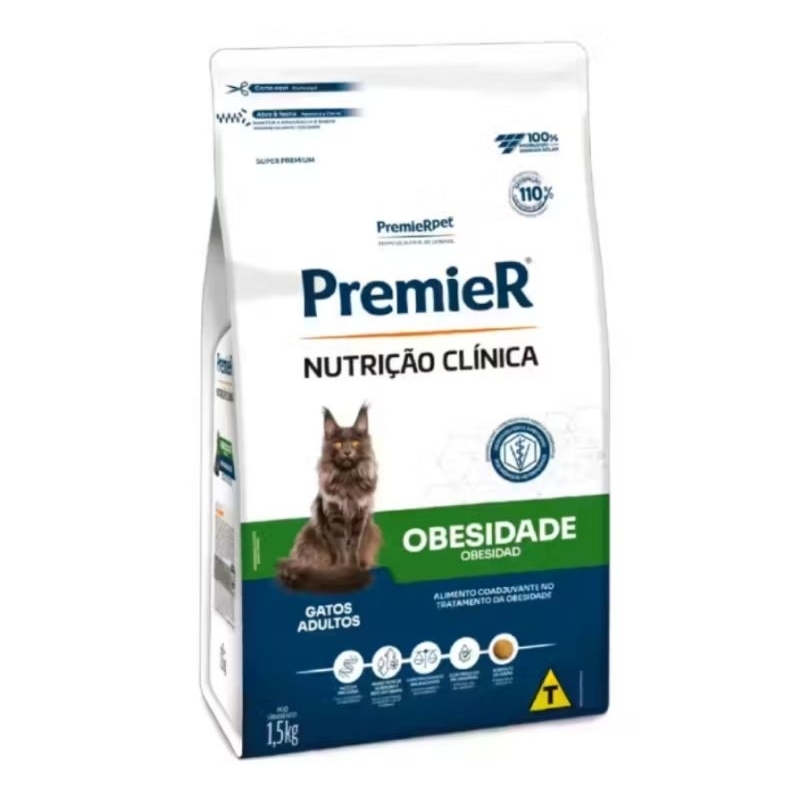 Ração Premier Nutrição clinica Obesidade Gatos adultos 1,5kg Val 09/2027