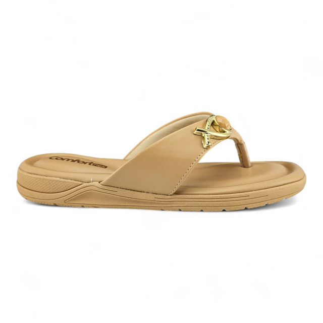 Chinelo Comfortflex Napa Bless Plus - Caqui/Amêndoa