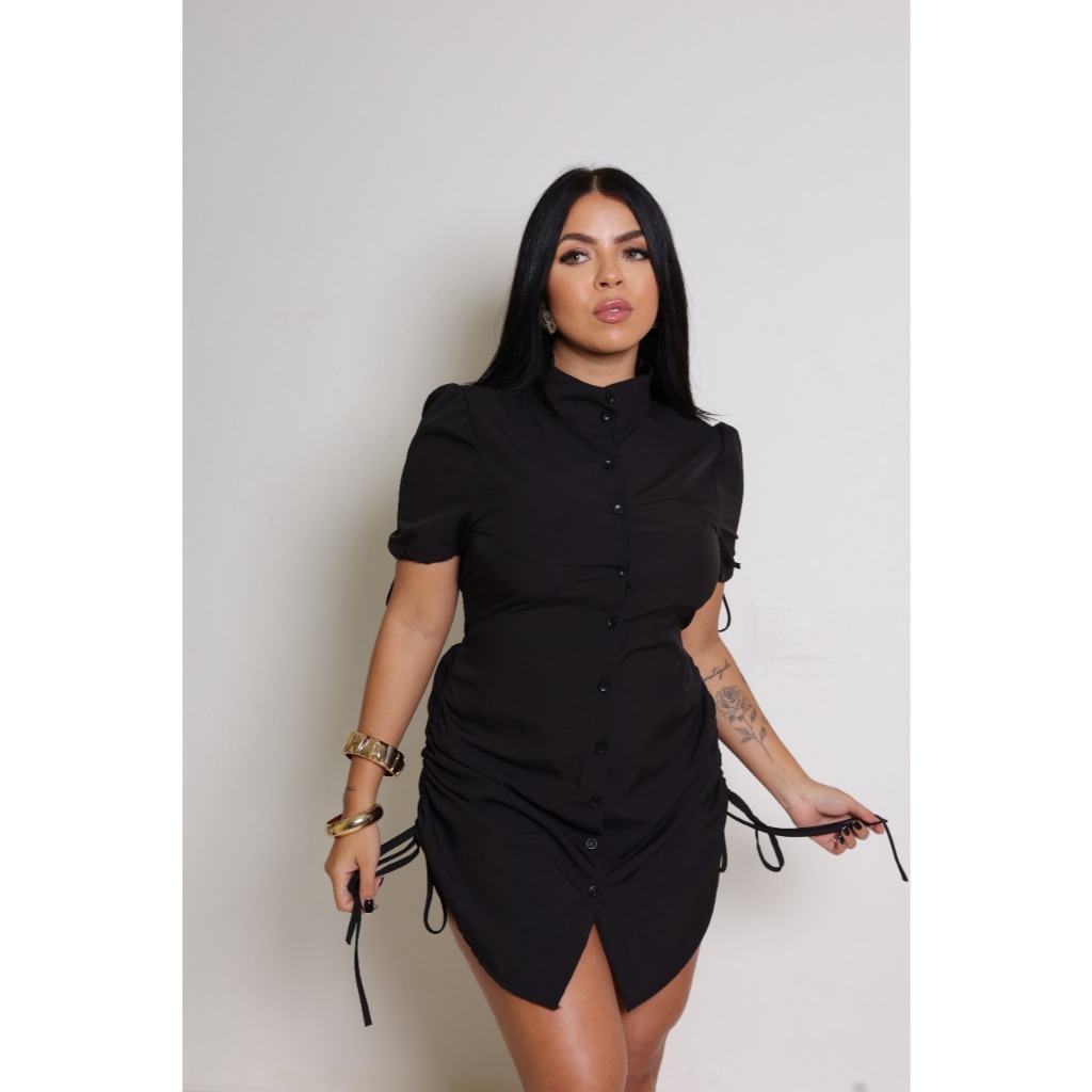 Vestido feminino Chemise Mullet Manga Curta moderno e versátil Com um design em mullet