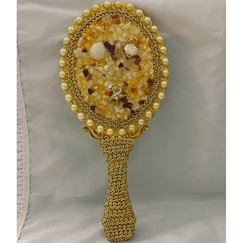 Espelho De Mão Abebê De Oxum Orixá Dourado em Oferta na Shopee