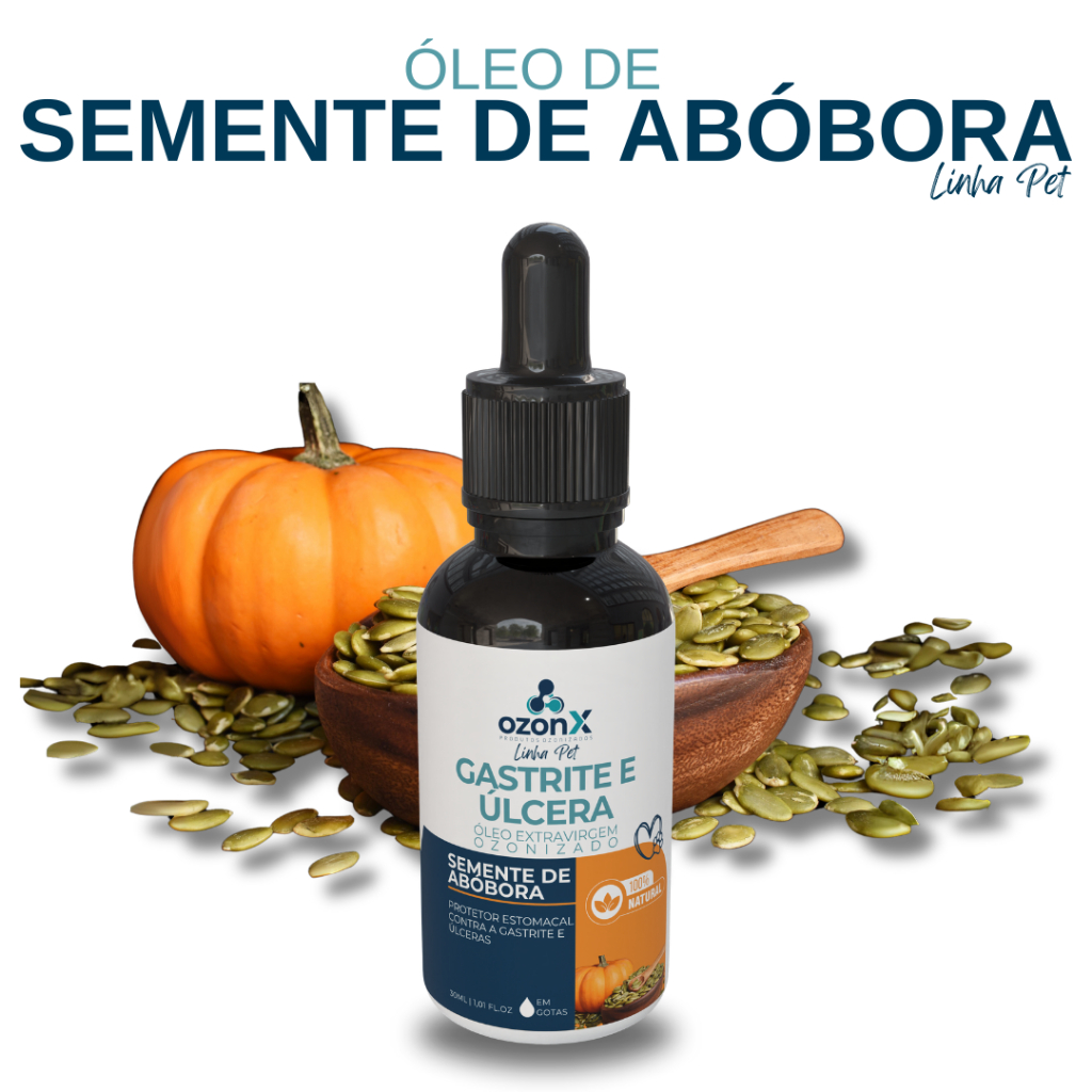 Gastrite E Úlceras Pet: Semente Abóbora Ozonizado Ozonx 30ml Suplemento Alivio e Conforto