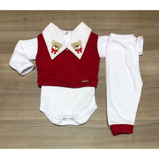 Conjunto pagão ursinho com 3 peças em Oferta na Shopee