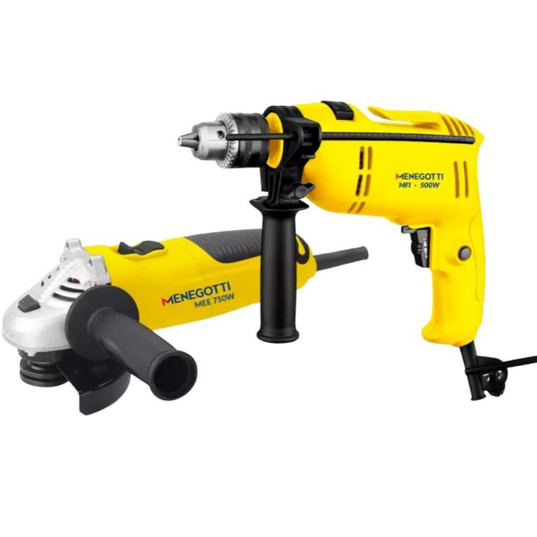 Esmerilhadeira Angular MEE 750w + Furadeira de Impacto MFI 500W - Menegotti