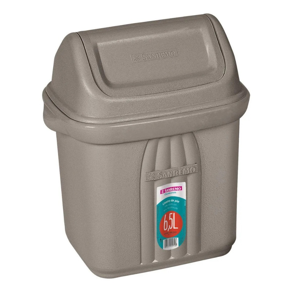 Lixeira Sanremo Com Tampa Basculante 6,5 Litros Cinza