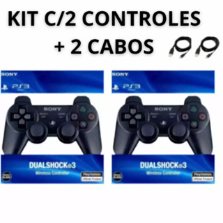 Kit 2 Controle Joystick Ps3 Sem Fio + Cabo Carregador em Oferta na Shopee