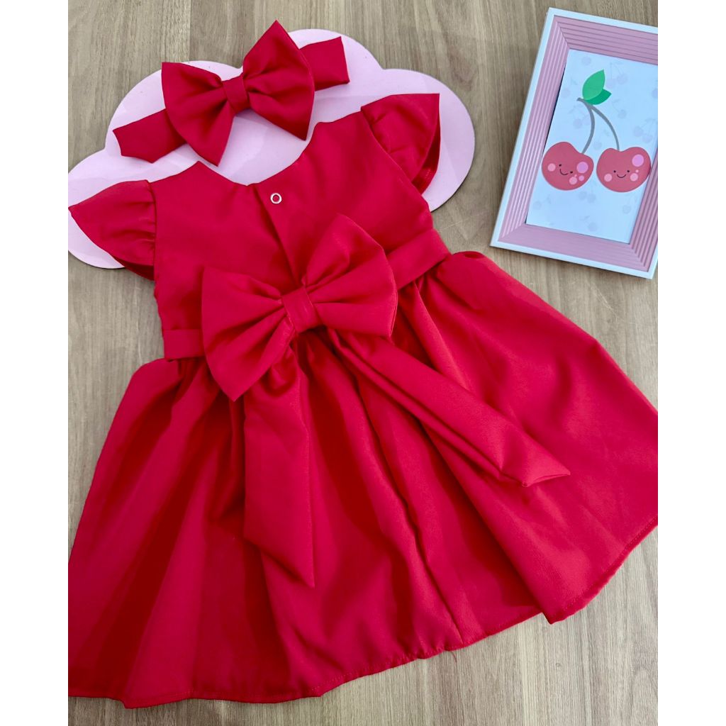 Vestido cereja cerejinha baby vermelho natal noel infantil menina criança VERMELHO NATAL ANO NOVO