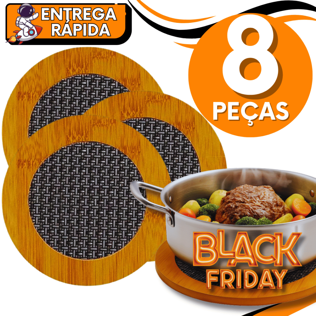 Kit 8 Descanso de Panela em MDF 14,5cm Protetor de Mesa Panela Protetor Redondo Panela Quente Utilidades Variáveis