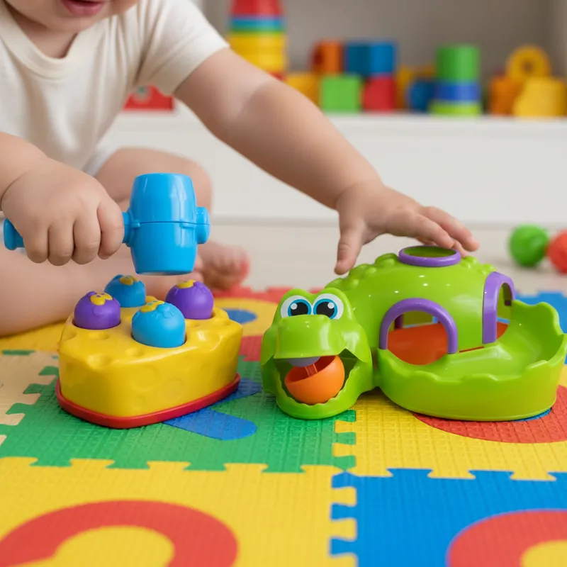 Kit 2 Brinquedos Educativo Didático para Bebê e Criança Croco Ball Jacaré + Rata Tuff Bate Martelo em Oferta na Shopee