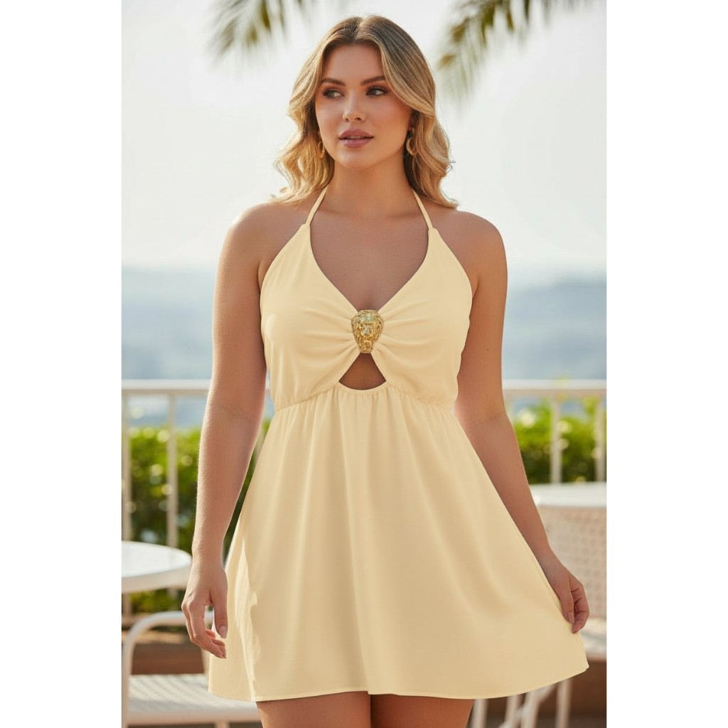 Vestido Feminino Casual  Amarelo  do 36 aos G2  G3  48 ao 50  cor Amarelo Manteiga | Verão | Tecido Air Flow Premium em Oferta na Shopee