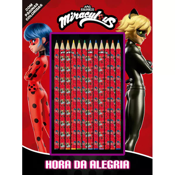 Kit de Colorir Miraculous – 12 Lápis de Cor e Super Livro de colorir e Brincar - Ladybug & Cat Noir em Oferta na Shopee