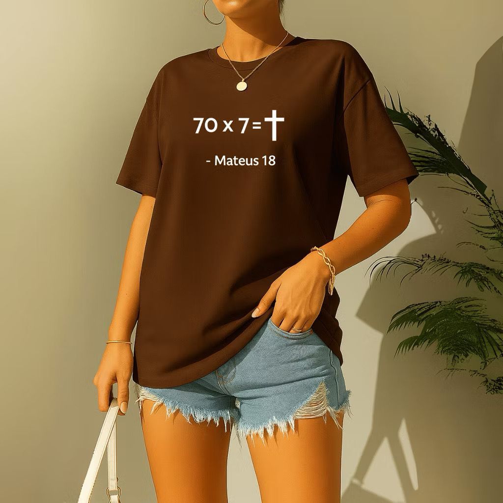 Camiseta Feminina Estampada Elegante Cristão 70 X 7 Blusa 100% Algodão Camisa Verão Manga Curta Envio Imediato