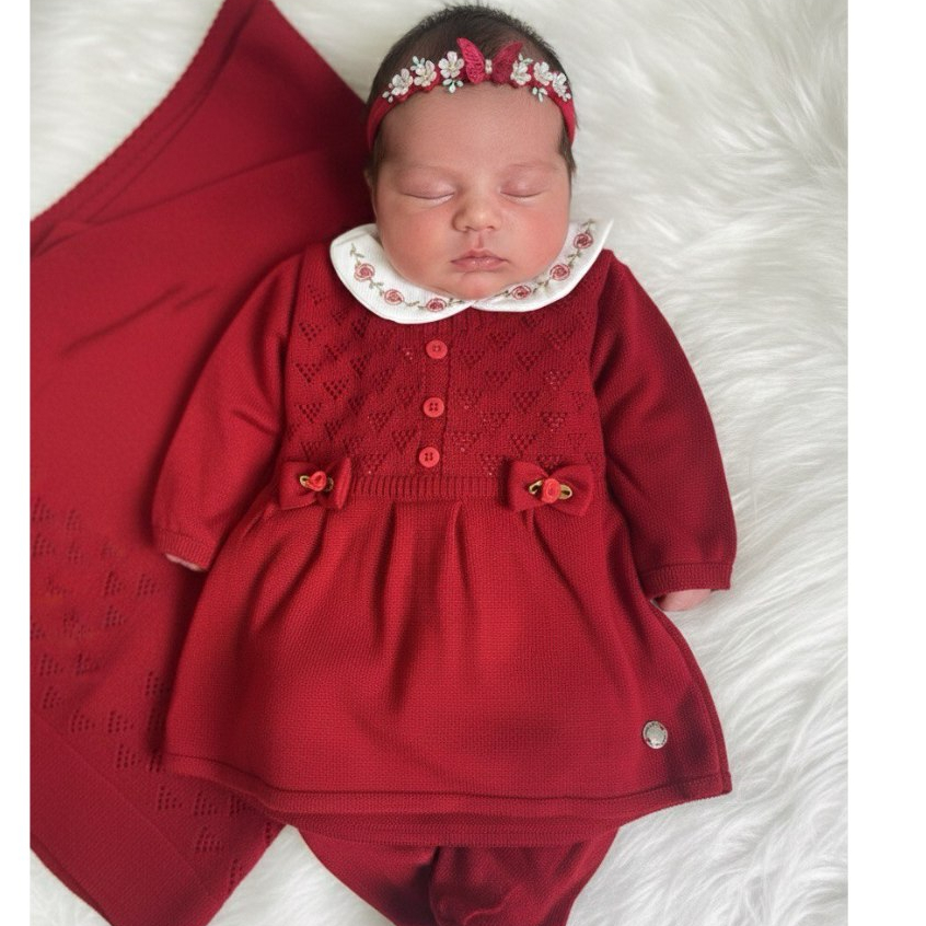 Saída maternidade menina rococó vermelho recém nascido em Oferta na Shopee