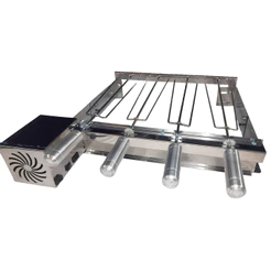 Kit Completo Gira Grill 4 Espetos Giratórios Churrasqueira Bivolt Essencial Inox Churrasco