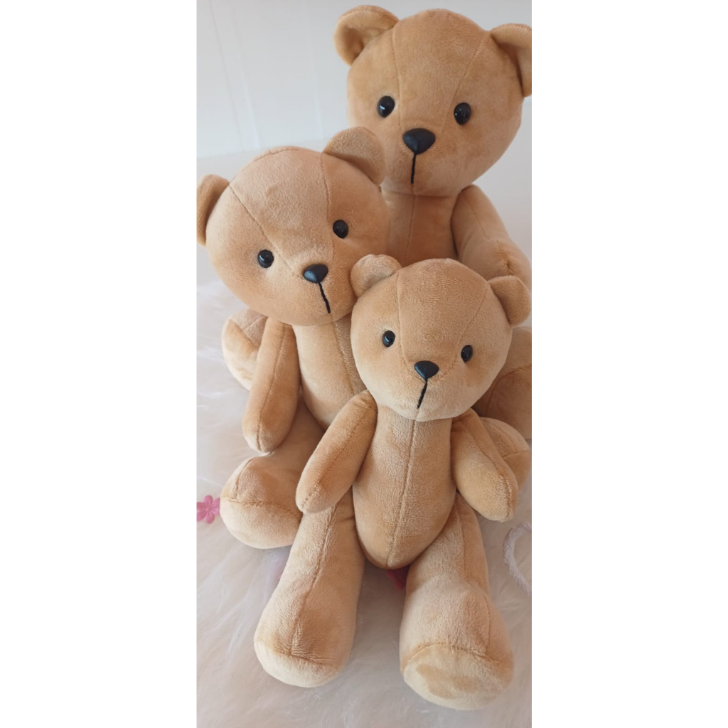 Urso de Pelúcia Clássico Articulado 20cm/24cm/28cm/35cm- Com Laço de Cetim (UNIDADE) MARROM CLARO em Oferta na Shopee