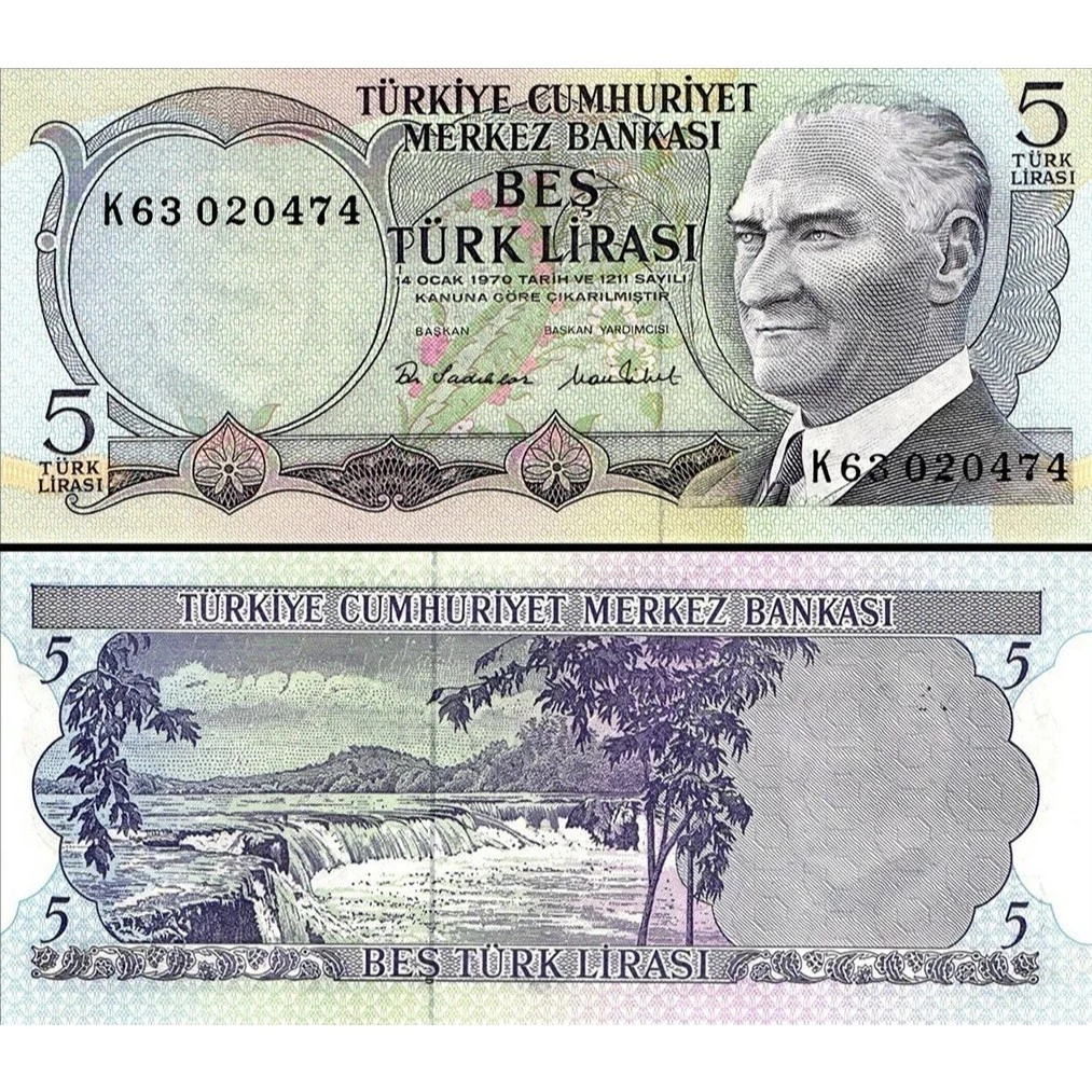Cédula Turquia 5 Liras Fe